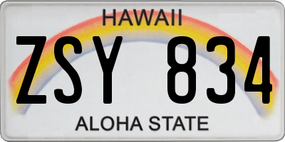 HI license plate ZSY834