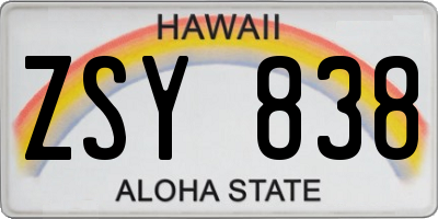 HI license plate ZSY838