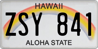 HI license plate ZSY841