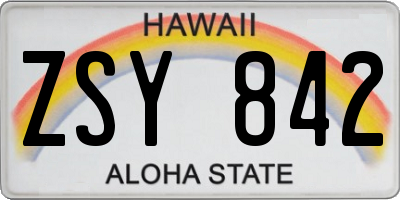 HI license plate ZSY842