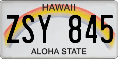 HI license plate ZSY845