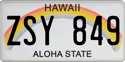 HI license plate ZSY849