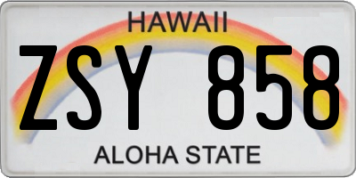 HI license plate ZSY858