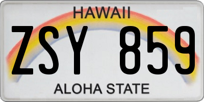 HI license plate ZSY859