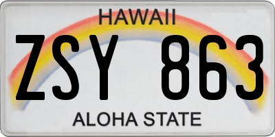 HI license plate ZSY863