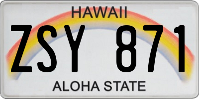 HI license plate ZSY871