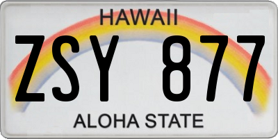 HI license plate ZSY877