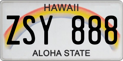 HI license plate ZSY888