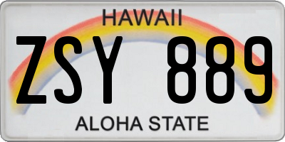 HI license plate ZSY889