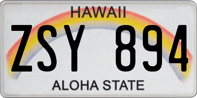 HI license plate ZSY894