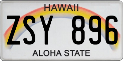 HI license plate ZSY896