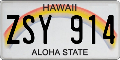 HI license plate ZSY914