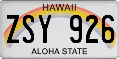 HI license plate ZSY926