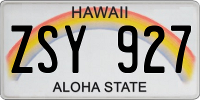 HI license plate ZSY927