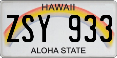 HI license plate ZSY933