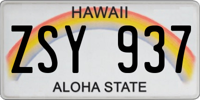 HI license plate ZSY937