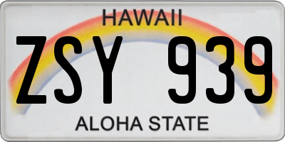 HI license plate ZSY939