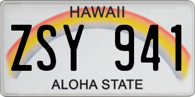 HI license plate ZSY941