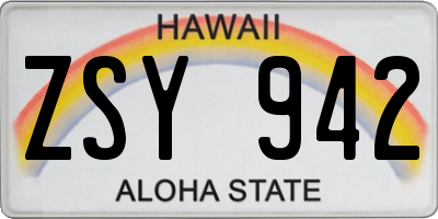 HI license plate ZSY942