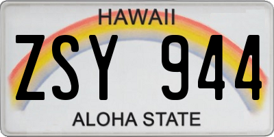 HI license plate ZSY944