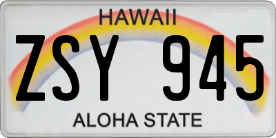 HI license plate ZSY945