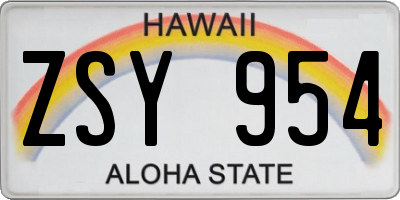 HI license plate ZSY954