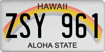 HI license plate ZSY961