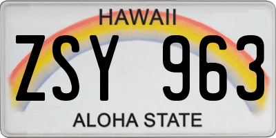 HI license plate ZSY963