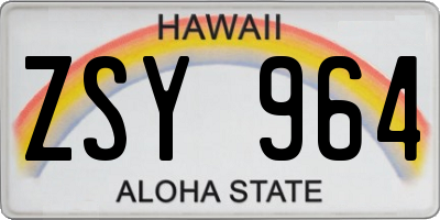HI license plate ZSY964