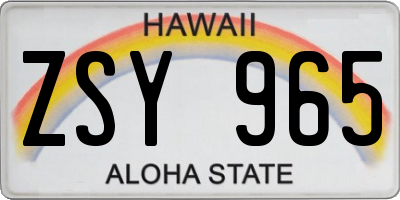 HI license plate ZSY965