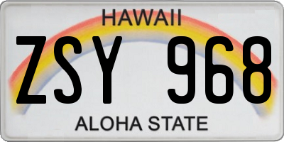 HI license plate ZSY968