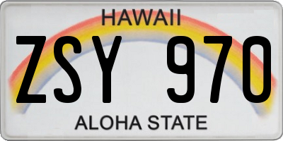 HI license plate ZSY970
