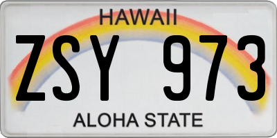 HI license plate ZSY973