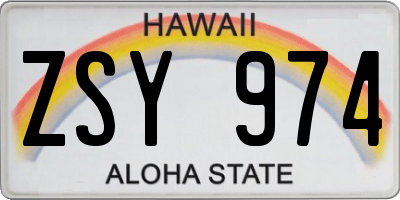 HI license plate ZSY974