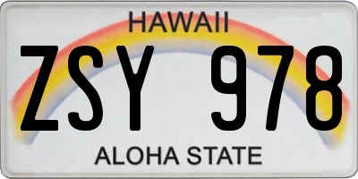 HI license plate ZSY978