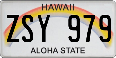 HI license plate ZSY979