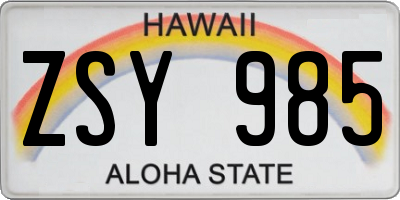 HI license plate ZSY985