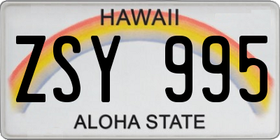 HI license plate ZSY995