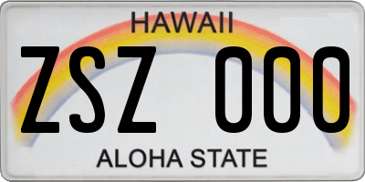 HI license plate ZSZ000