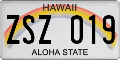 HI license plate ZSZ019