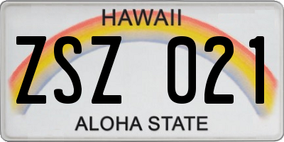 HI license plate ZSZ021