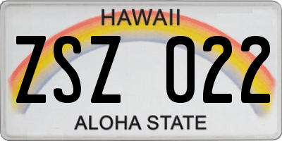HI license plate ZSZ022