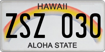 HI license plate ZSZ030