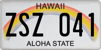 HI license plate ZSZ041
