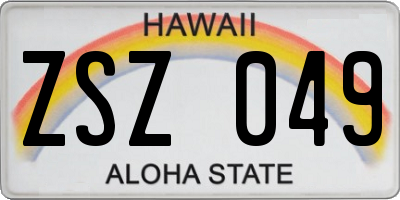 HI license plate ZSZ049