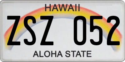 HI license plate ZSZ052