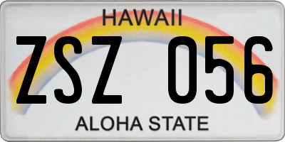 HI license plate ZSZ056