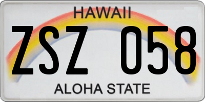 HI license plate ZSZ058