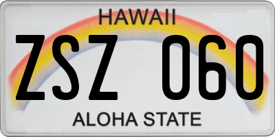 HI license plate ZSZ060