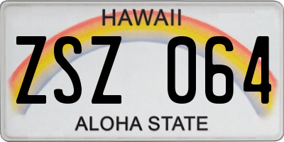 HI license plate ZSZ064
